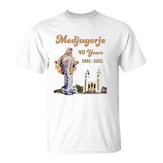 Medjugorje 40 Years Statue Of Our Lady Queen Of Peace Zip T-Shirt | Mazezy
