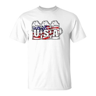 Mens 4Th Of July Usa Beer American Flag Women Merica T-Shirt | Mazezy DE