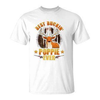 Mens Best Buckin' Poppie Ever Deer Hunting Fathers Day Gifts T-Shirt | Mazezy
