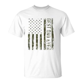 Mens Best Dad Ever American Flag Camofor Fathers Day T-Shirt