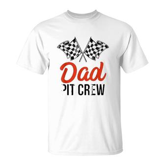 Mens Dad Pit Crew Funny Hosting Car Race Birthday Party T-Shirt - Seseable
