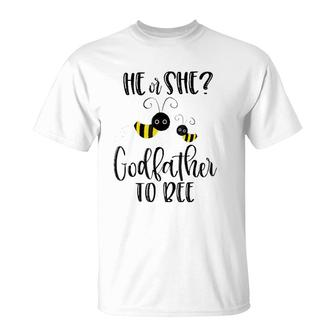 Mens Godfather What Will It Bee Gender Reveal He Or She Tee T-Shirt | Mazezy