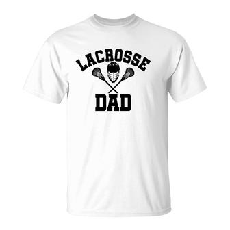 Mens Lacrosse Dad Lax Daddy Father's Day Gift T-Shirt | Mazezy