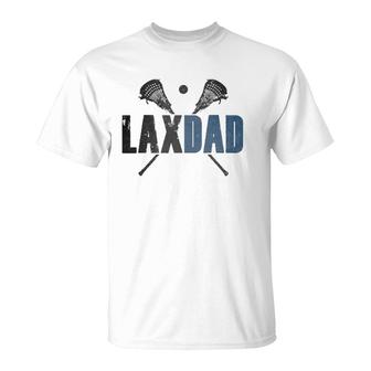 Mens Lax Dad Lacrosse Player Father Parent Coach Gift Vintage T-Shirt | Mazezy