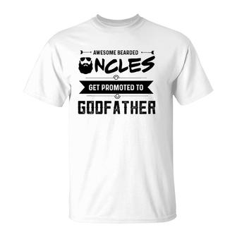 Mens Promoted To Godfather Bearded Uncle T-Shirt | Mazezy