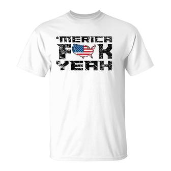 Merica Fck Yeah - 4Th Of July Usa Funny T-Shirt | Mazezy UK