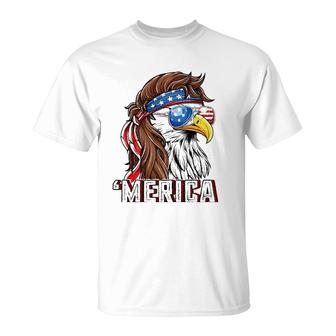 Merica Usa American Flag Patriotic 4Th Of July Bald Eagle T-Shirt | Mazezy