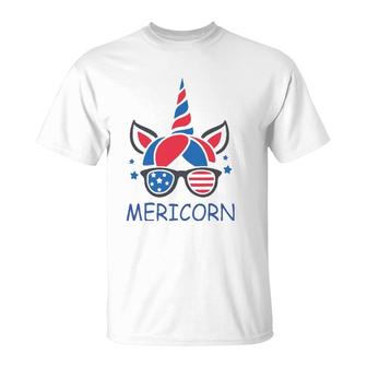 Mericorn 4Th Of July Unicorn Usa American Flag Teen Girls T-Shirt | Mazezy