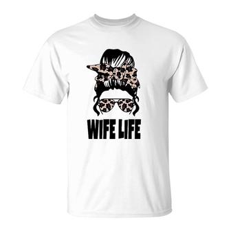 Messy Bun Sarcastic Novelty Graphic Womens Wife Life Pullover T-Shirt | Mazezy