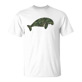 Military Manatee Camo Print Us Dugong Calf Veteran Men Gift T-Shirt | Mazezy