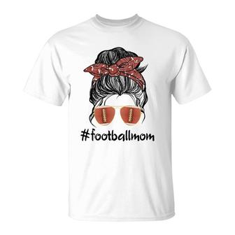 Mom Life Messy Bun Hair Football Mom Messy Bun T-shirt - Thegiftio UK