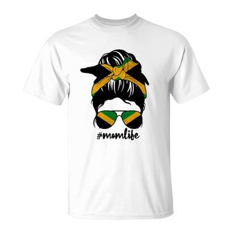 Mom Life Messy Bun Jamaican Flag Mother’S Day Jamaica Gifts T-Shirt | Mazezy