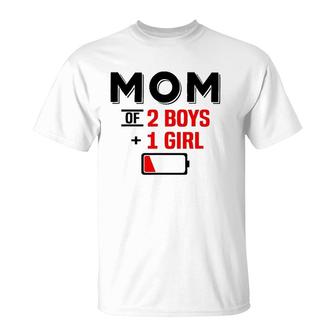 Mom Of 2 Boys 1 Girl Son Mothers Day Birthday T-Shirt | Mazezy
