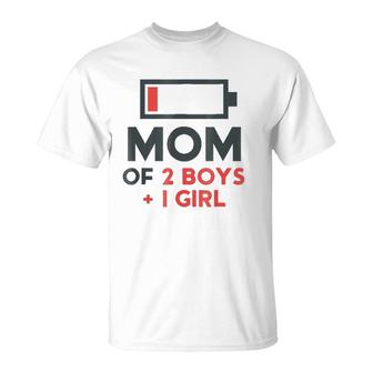 Mom Of 2 Boys 1 Girl Son Mothers Day Gift Birthday T-Shirt | Mazezy UK