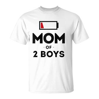Mom Of 2 Boys Clothing Gift For Mother Wife Mom Funny Women T-Shirt | Mazezy