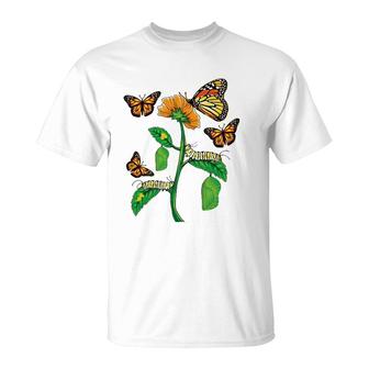 Monarch Butterfly Lover Life Cycle Metamorphosis Caterpillar T-Shirt | Mazezy