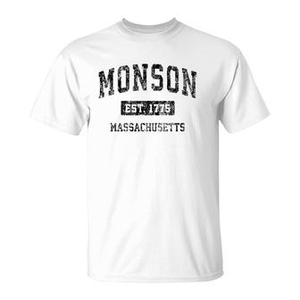 Monson Massachusetts Ma Vintage Sports Design Black Design T-Shirt | Mazezy