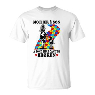 Mother & Son A Bond That Can't Be Broken Puzzle Road Version T-Shirt | Mazezy