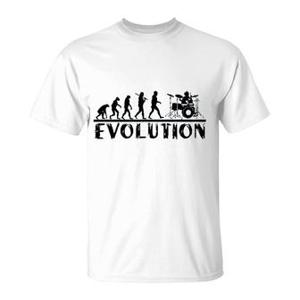 Musician Drums Humor Evolution T-Shirt | Mazezy