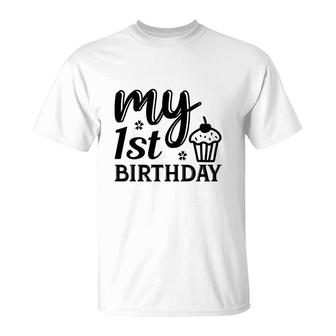 My 1St Birthday Cake Flower Decor T-Shirt - Seseable