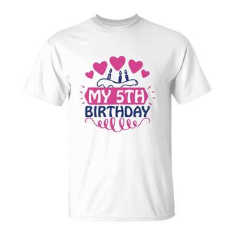 My 5Th Birthday Cake Cool Colorful Decoration T-Shirt - Seseable