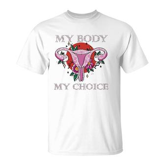 My Body Makes It My Choice Uterus Finger Pro Women T-Shirt | Mazezy