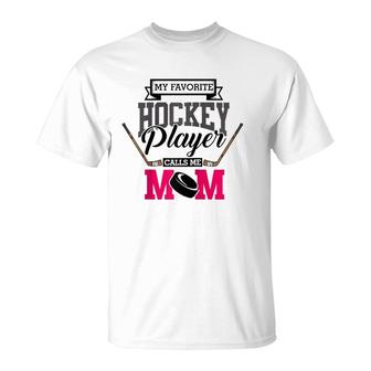 My Favorite Hockey Player Calls Me Mom Vintage Mother's Day Raglan Baseball T-Shirt | Mazezy