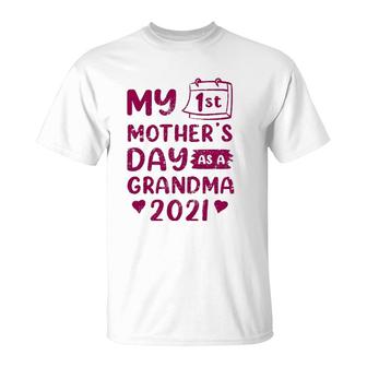 My First Mothers Day As A Grandma Happy 2021 Gram Grandkids T-Shirt | Mazezy