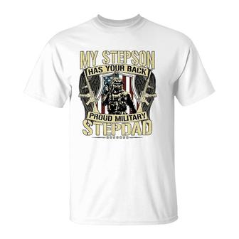 My Stepson Has Your Back Proud Military Stepdad Army Gift T-Shirt | Mazezy CA