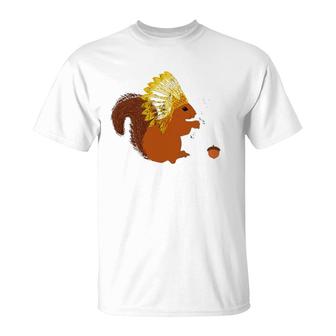Native American Squirrel Indian Chief Pride Rodent Headdress T-Shirt | Mazezy