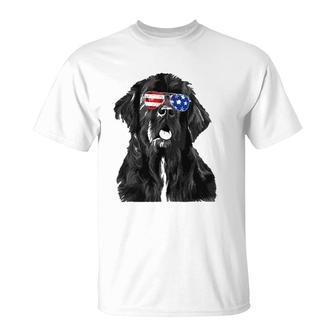 Newfoundland Dog Sunglasses Flag American 4Th Of July Funny T-Shirt | Mazezy