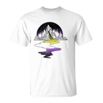 Nonbinary River Mountain Lgbt Pride With Nb Nonbinary Flag T-Shirt | Mazezy