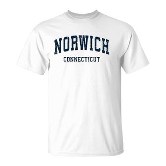 Norwich Connecticut Ct Vintage Varsity Sports Navy Design T-Shirt | Mazezy
