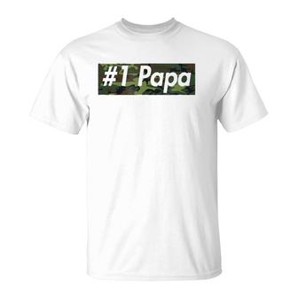 Number One Papa , Best Father, Dad Camo Box T-Shirt | Mazezy