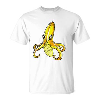 Octopus Banana Yellow Funny Humor Fruit Pun Lover Gift T-Shirt | Mazezy