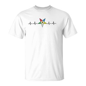 Oes Heartbeat Order Of The Eastern Star Ekg T-Shirt | Mazezy