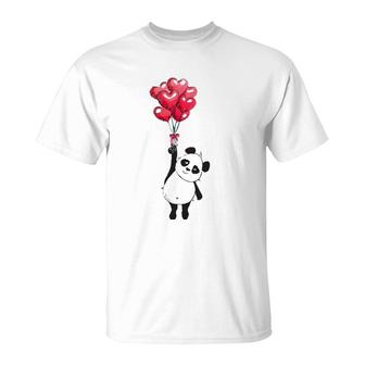 Panda Heart Valentine's Day Girl Kids Women Adults Bear Lover T-Shirt | Mazezy UK