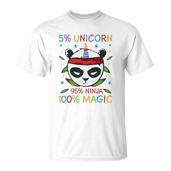 Panda Lover 5 Percent Unicorn 95 Percent Ninja 100 Percent Magic T-shirt - Thegiftio UK