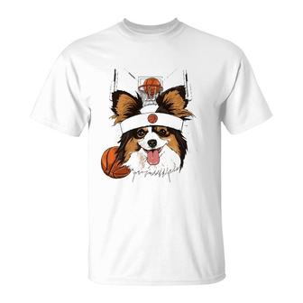 Papillon Basketball Dog Lovers Basketball Player T-Shirt | Mazezy