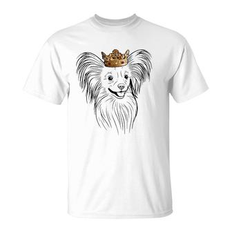 Papillon Dog Wearing Crown T-Shirt | Mazezy