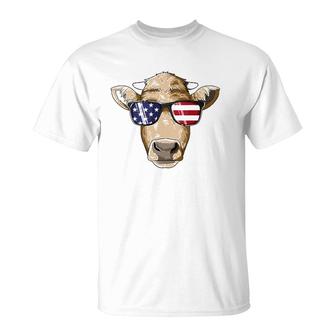 Patriotic Cow American 4Th Of July Cow Usa American Flag T-Shirt | Mazezy