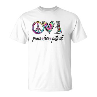 Peace Love Pitbull Tie Dye Dog Lover Mother's Day T-Shirt | Mazezy