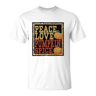 Peace Love Pumpkin Spice Fall T-shirt - Thegiftio UK