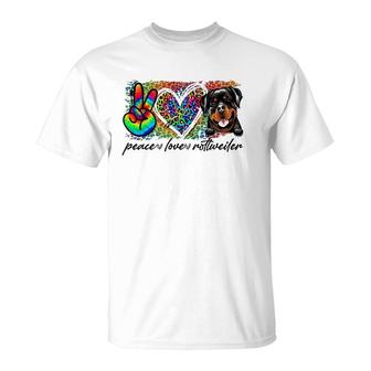 Peace Love Rottweiler Tie Dye Dog Lover Mother's Day T-Shirt | Mazezy