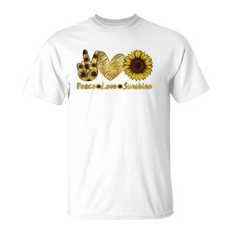 Peace Love Sunshine Sunflower Hippie Summer Lovers T-Shirt | Mazezy