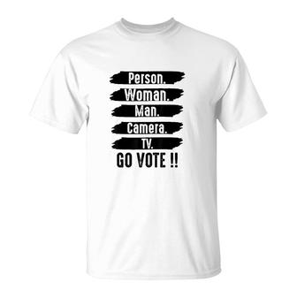 Person Woman Man Camera TV Vintage Funny Political T-Shirt - Seseable