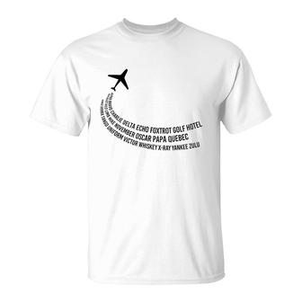 Phonetic Alphabet Pilot Airplane T-Shirt | Mazezy