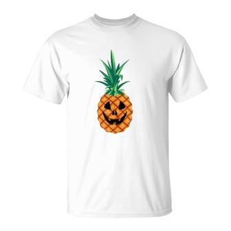Pineapple Pumpkin Jack O'lantern Halloween T-Shirt | Mazezy