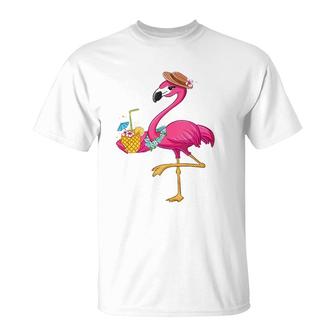 Pineapple S For Girl Women Pink Flamingo Lover Hawaii T-Shirt | Mazezy