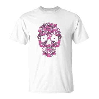 Pink Skull Flamingo T-Shirt | Mazezy